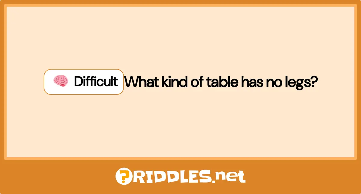 What kind of table has no legs?